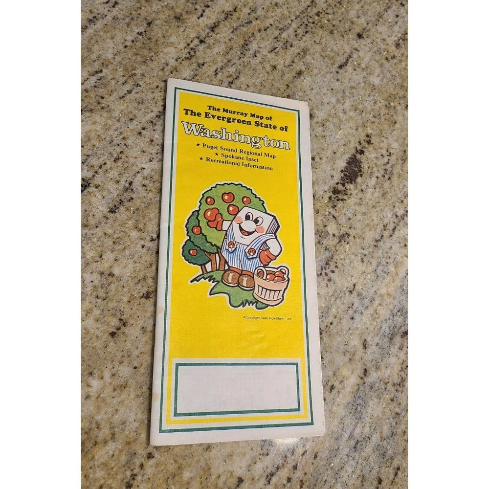 Vintage Road Map of Washington 1978 Murray’s Map. Spokane Puget Sound